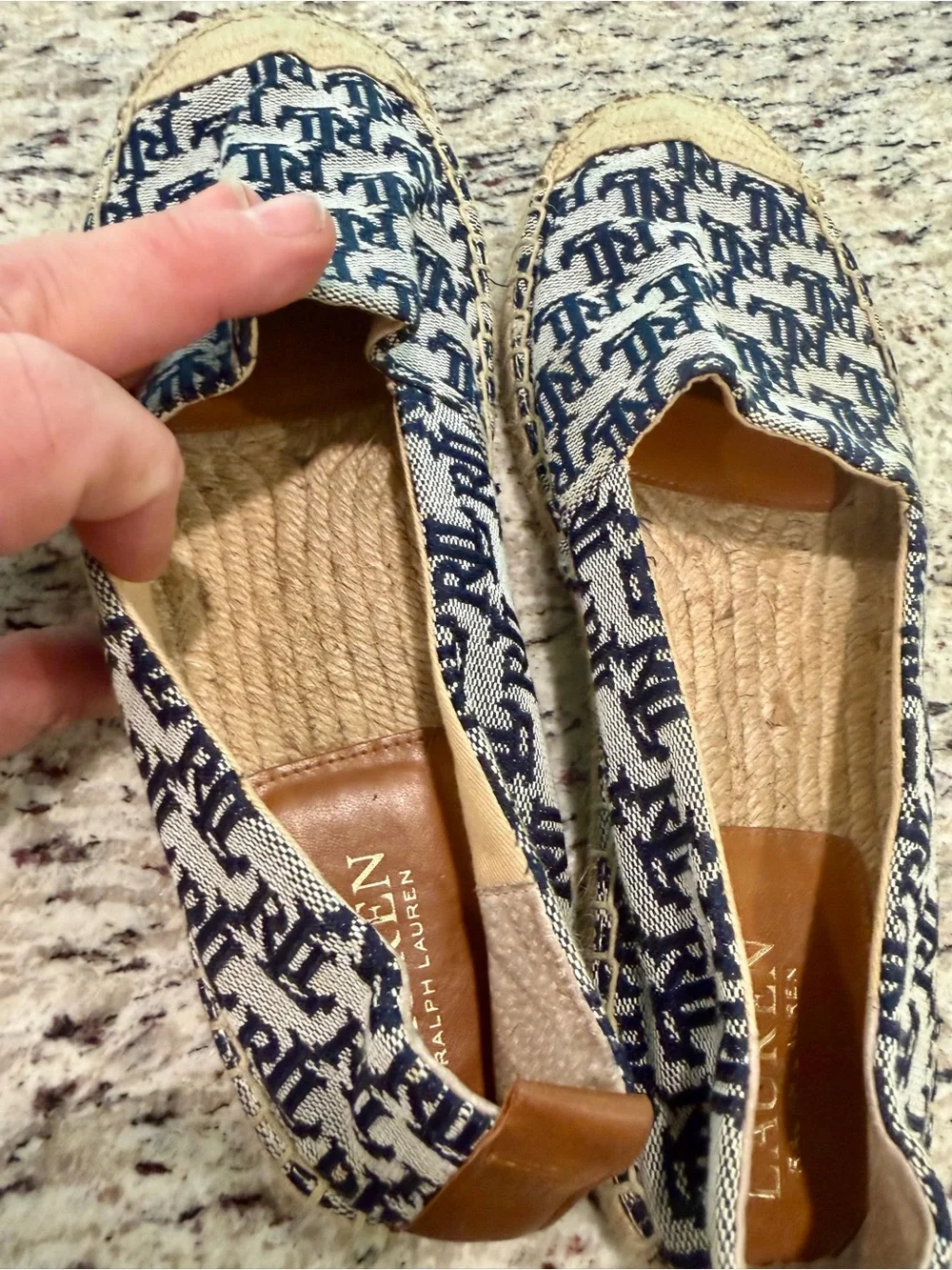 Ralph Lauren Womens Blue Logo Slip On Espadrilles Comfort Shoes Size 9.5